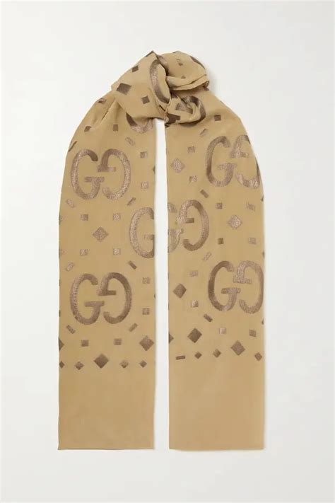 gucci metallic silk-blend jacquard scarf